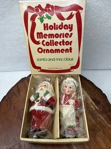 Vintage Santa & Mrs. Claus Christmas Ornaments Set w/ Box - Picture 1 of 3