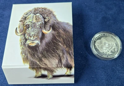 2015 Canada $100 Muskox 1oz .9999 Silver Coin w/Box - Image 1 of 4