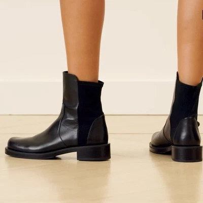 New Stuart Weitzman 5050 Bold Bootie Black Leather Chelsea Ankle Boot Sz 6.5 - Image 1 of 4