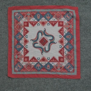 Vintage Wamcraft Bandana Red Blue Aztec Western USA Made 90s - Picture 1 of 7