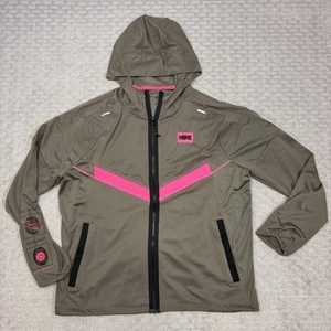 Nike Packable Windrunner Full Zip Hooded Jacket Sz L Reflective Pink Grey - Picture 1 of 10