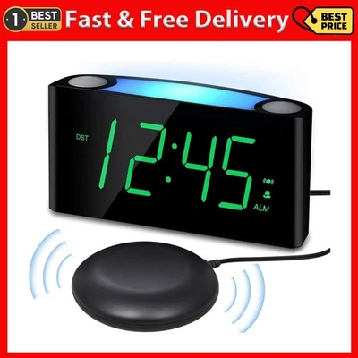 Extra Loud Vibrating Alarm Clock with Bed Shaker for Heavy Sleeper Deaf Hard ... - Image 1 of 4