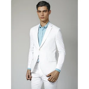 Tommy Hilfiger Sport Mantel Herren 46 L Weiß Leinen Zwei Knopf Leinen Blazer Jacke Neu mit Etikett - Bild 1 von 11