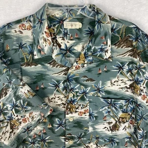 Camicia da campeggio vintage J.Crew uomo L rema hawaiano floreale Tiki Aloha colletto ad anello - Foto 1 di 8