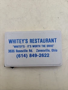 Cinta métrica publicitaria vintage Whitey’s Restaurant Zanesville Avondale Ohio - Imagen 1 de 4