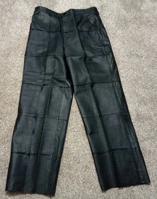 Pantalones de cuero para hombre 38 negro retazos marca "elefante" 4 bolsillos forrados con cremallera Foto 1 de 4