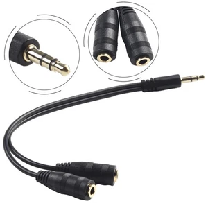 3.5mm Male To 2 Female Audio Stereo Spliter Earphone Extension Cable Adapter20cm - Picture 1 of 18