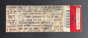 Vintage 2009 Poison & Def Leppard Concert Ticket Stub 9/9/09 - Chula Vista, Ca. - Picture 1 of 2