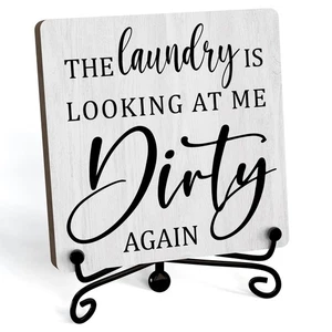 Insegna Lavanderia, Decorazione Scrivania Lavatrice, Guardandomi Di nuovo Sporca Insegna, F... - Foto 1 di 6