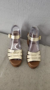 Boden sandalo donna 6 plateau oro tacco a blocco pelle cinturino zeppa scarpe - Foto 1 di 20
