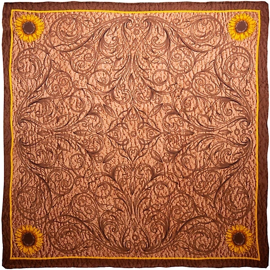 Bufanda de seda occidental con girasol Charmeuse de trapo salvaje de Wyoming Traders - 34.5" Foto 1 de 1