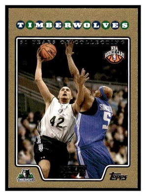 2008-2009 Topps Gold 200 Kevin Love Rookie RC #/2008 Timberwolves Minnesota - Image 1 of 2