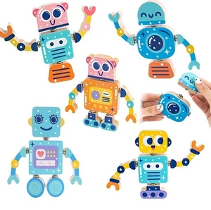 Wooden Robot Snap-Together Building Blocks, STEM Take Apart Toys Playset 28 Pcs - Picture 1 of 15