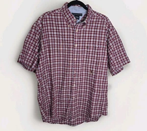 Tommy Hilfiger Vintage Cuadros Abotonados Manga Corta Talla L Rojo Años 90 Y2k - Imagen 1 de 6