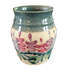 Handgeworfene Keramik Vase Blumen signiert Mary Kay Spencer Lupine Maine Handarbeit - Bild 1 von 6