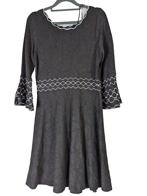 Gabby Skye Women size L Sweater Dress Charcoal Gray Bell Sleeve Feminine Career - Image 1 of 4