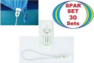 30x Sonnensegel Planen Spanner MIDI CLIP weiß + 18 cm Spann Gummi Haken Klammer - Bild 1 von 17
