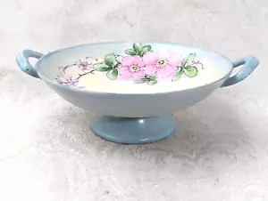 Vintage Keramikschüssel mit Füßen handbemalt mit Blumen - Bild 1 von 10