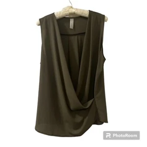 Allison Joy Womens Hunter Green Sleeveless V-Neck Draped Top Size M/Lg - Picture 1 of 8