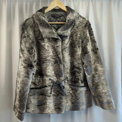 Abrigo Chaqueta Adrienne Vittadini Grande Gris Negro Imitación Piel Foto 1 de 4