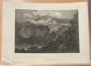 John Robert Cozens The Castle of Gandolfo Copper Engraving Print 1890 - Picture 1 of 4