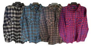 Mens Flannel Shirt Check Cotton Yarn Dyed Brushed Long Sleeve Plus Sizes - Picture 1 of 26