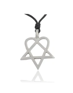 HIM Heartagram Color Plata Peltre Collar Colgante Joyería - Imagen 1 de 2