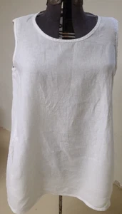 FLAX White Oversized Linen Pullover Blouse Loose Medium fits like LARGE - Picture 1 of 5