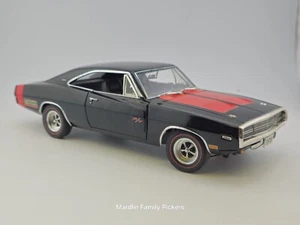 Crown Premiums 1970 Dodge Charger R/T Diecast Model Car Black Red Stripes Ltd Ed - Picture 1 of 10