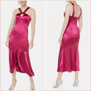 Aidan Mattox Donna Liquid Raso Abito Vestito MN1E204300 Rosso Lampone 4 - Foto 1 di 10
