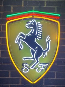 Ferrari Prancing Horse Neon Sign Light Garage Decor With Vivid Printing 24x20 - Picture 1 of 1