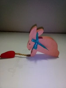HANDGEFERTIGTE HAUSGEMACHTE rosa 4" Holz Hase - Kinder Land Ostern rustikal - Bild 1 von 8