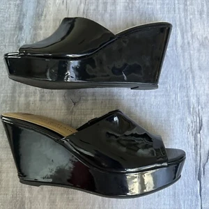 Chinese Laundry Wedge Shoe 6.5M Black Patent Leather Platform - Picture 1 of 24