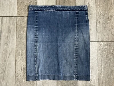 J Crew Stretch Jean Mini Skirt Womens Size 18 Blue Denim 36” Waist Back Zip - Image 1 of 4