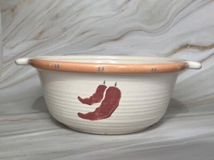 "Cazuela redonda de cerámica de chile rojo Taos hecha en EE. UU. 10,5"" x 4"" sin tapa artesanía del tesoro" - Imagen 1 de 8