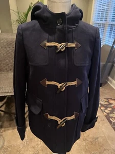 J CREW Clásico Abrigo de Lona de Lana Melton AZUL MARINO Talla 4 Nuevo sin Etiquetas Hermoso Abrigo - Imagen 1 de 10