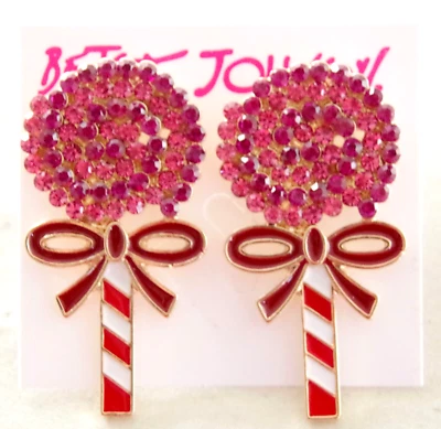 PENDIENTES NAVIDAD PALO MENTA 1.75" NUEVOS BETSEY JOHNSON PIRULETA LOLLY POP Foto 1 de 4