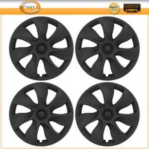 (4) Matte Black Hub Caps 19" Full Wheel Cover Durable For Tesla Model Y 2021-22 - Picture 1 of 9