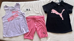 PUMA Big Girl's Shirts & Shorts Outfit, 3-Piece Set - Picture 1 of 8