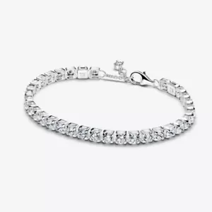 New Genuine Authentic Pandora Silver Sparkling Bold Tennis Bracelet 593539C01-18 - Picture 1 of 6