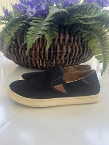 Olukai Pehuea Womens Size 7.5 Slip On Sneakers Shoes Black Mesh EUC - Picture 1 of 13
