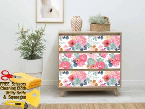 Floral Flowers Wallpaper Vinyl Film Sticker Peel-and-Stick Background Wall - Picture 1 of 18