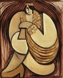 Tiki Hawaiian Hula Girl Art Print Waikiki Bar Brown and Gold Hawaii Wall Artwork - Picture 1 of 2