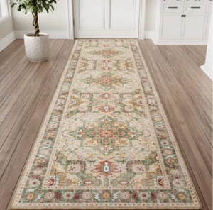 Custom Size Hallway Runner Rug Non Slip Rubber Back Green Traditional Oriental - Picture 1 of 8