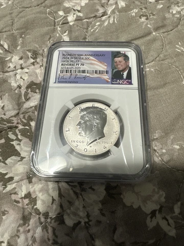 2014 W NGC PF70 SILVER REVERSE PROOF KENNEDY 90 % SIGNATURE 50TH ANNIVERSARY 50c Cover