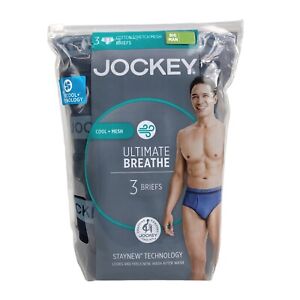Jockey Men's Ultimate Breathe Briefs Underwear (Black) 3-Pack [Big Man Fit]