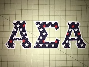 ALPHA SIGMA ALPHA 5 INCH GREEK SORORITY IRON ON LETTERS (NO SEW) - STARS - Picture 1 of 1