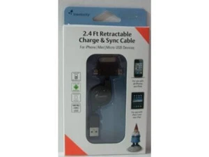 2.4' Retractable Charge Sync Cable - 30-Pin, Mini-USB, Micro-USB (50 Pack) - Picture 1 of 1