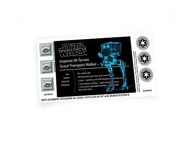 PEGATINAS PERSONALIZADAS para JUEGO STAR WARS 10174 75322 AT-ST ATST, PANTALLAS DE MODELOS, etc. Foto 1 de 3