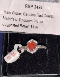 ring bomb party 3428 genuine Red quartz & rhodium plate srp $126 - Picture 1 of 1